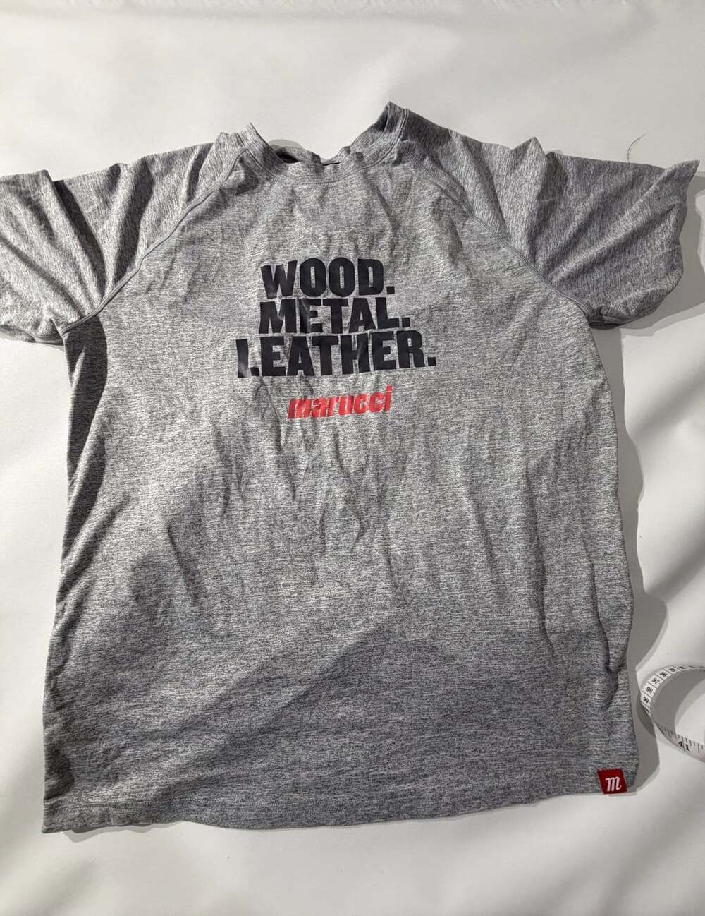 Marucci Gray "Wood. Metal. Leather." Graphic Athletic T-Shirt Mens L